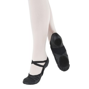 So Danca BAE11 zwarte Balletschoenen met splitzool en dubbele elastische kruis bandjes