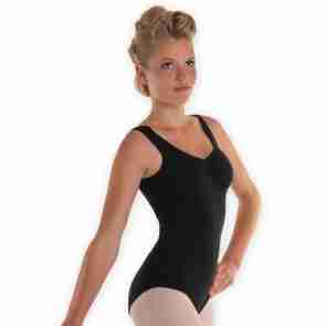 Zwart balletpak met v-hals - Voor dames - Ingebouwde sporttop - Katoen/spandex - Alista Dancer Basics Classic