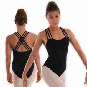 Zwart balletpak met gekruiste bandjes - Voor dames - Katoen/lycra - Alista Dancer Basics Expression