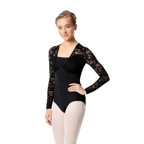 Dames balletpak met lange mouw - Vierkante halslijn - Kant op de rug - Tactel/spandex - Calla CAL129