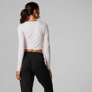 Dames crop top met lange Mouwen en Duimgaten voor pilates en yoga toesoex tavi noir