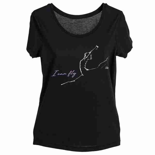 LikeG Los vallend T-Shirt met Korte Mouwen Tekst en Ballerina