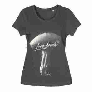 LikeG Grijs Medium Fit T-shirt met Korte Mouwen en Ballerina Print