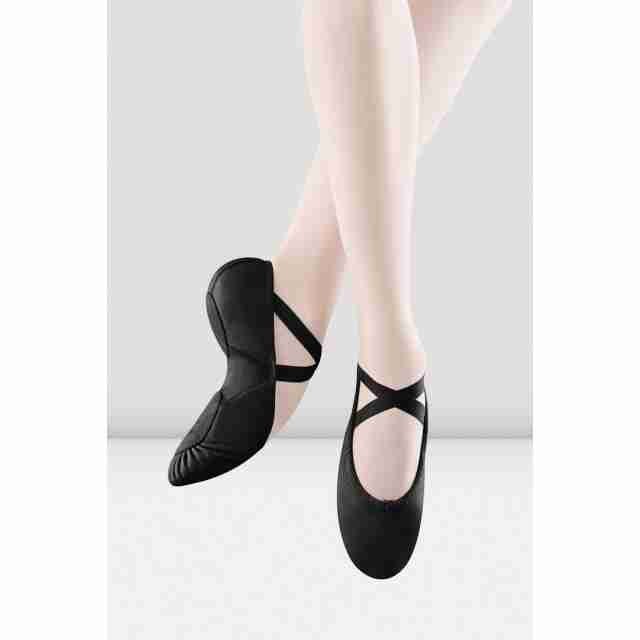 Bloch S0203 dames leren balletschoenen kruis bandjes zwart