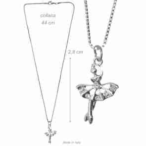 Alista Dancer Basics  Alista Ketting Ballerina Zilverkleurig met Strass Steentjes B32336