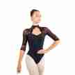 Ballet Rosa dames balletpak Lucienne lange mouwen mesh en kant kobalt blauw