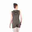 Ballet Rosa Misao dames jumpsuit mouwloos en korte broekspijpen taupe achterkant