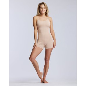 Temps Danse Majestic dames shorts unitard mouwloos beige